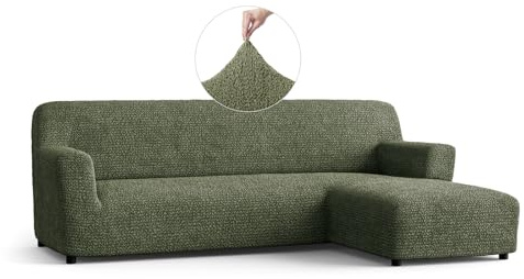PAULATO - Bezug für Sofas mit rechter Halbinsel (gesehen von vorne), Sofabezug für Ecksofa in L-Form aus Stretch-Mikrofaser, kratzfestes und maschinenwaschbares Gewebe, Made in Italy - Grün