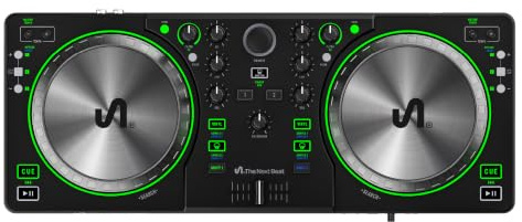 The Next Beat Tiesto DJ Controller, SX1 deck di controllo portatile con mixer audio, Beat Match, USB e doppia uscita per cuffie, attrezzatura DJ per principianti o avanzati/Pro-Am
