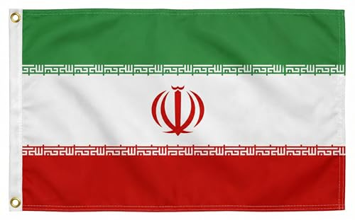 Flaggenfritze® Iran Flagge 90 x 150 cm – Klassische Persien Fahne für iranische Fußball-Fans & Firmen – Hissfertig mit 2 Metallösen – Hochwertige Fan-Deko inkl. Gratis Sticker