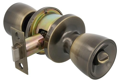 Amig Mod. 602 - Ensemble de boutons | Laiton Cuir | 18,5x 8 cm | Avec loquet | Fonction privée | Dispositif d'urgence extérieur et serrure intérieure | Porte 35-45mm