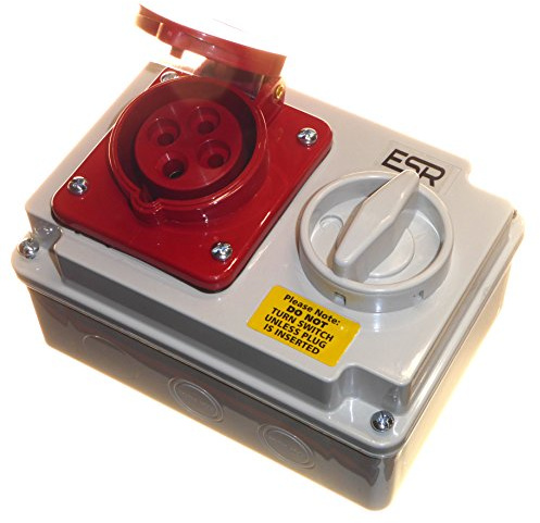 16 Amp 415V 4 Pin Interlock Socket Switched 3P+E 3 Phase Red