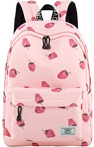 mygreen Kid Child Girl Cute Patterns Printed Backpack School Bag11.5x15.7x5.1, Pink Strawberry-medium, 14 inch Laptop, Modern/Fitted