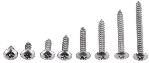 Akozon 200pcs Viti Autofilettanti M3 Acciaio inossidabile SS304 Testa Piatta a Capriata Piatta(Testa Truss)