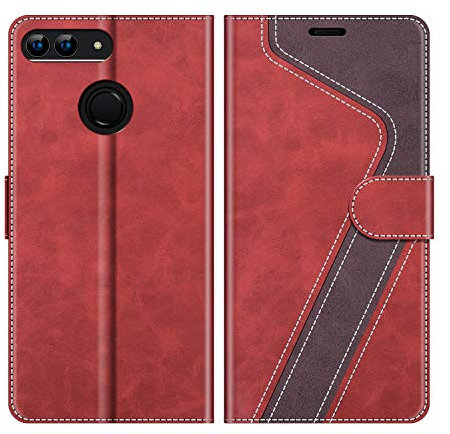MOBESV Custodia per Huawei P Smart 5,65 Cellulare, Cover a Libro Magnetica Custodia in Pelle per Huawei P Smart, Elegante Rosso