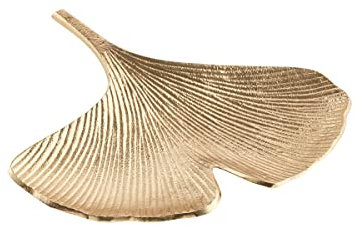 BUTLERS Deko-Schale Ginkgoblatt 23 x 22cm aus Aluminium Gold -GOLDEN Nature- Moderne Tischdeko & Unterteller | ideal als Kerzenteller Kerzenuntersetzer für Herbst, Advent, Weihnachten
