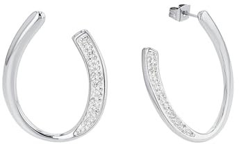 Amor Creolen Edelstahl Damen Ohrschmuck, mit Zirkonia synth., 3,1 cm, Silber, Kommt in Schmuck Geschenk Box, 2022544