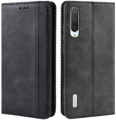 HualuBro Funda para Xiaomi Mi A3, Carcasa de Protectora Cuero PU Billetera Cartera Plegable Funda [Ranuras de Tarjeta] Flip Leather Case Cover para Xiaomi Mi A3 (Negro)
