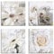 ARTLAND Wanddeko Blumenbilder Leinwand Bilder Set 4tlg. je 40x40 cm Quadratisch Wandbilder Natur Blumen Weiß Magnolie Gerberas Rosen in Buchstaben K2UD