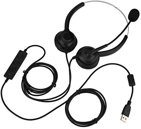 Ausla Cuffie USB Stereo con Microfono a Cancellazione del Rumore, cancellazione del rumore cuffie con cavo, Auricolare Business UC per Skype, Call Center, Ultra Confortevoli, Funzione mute