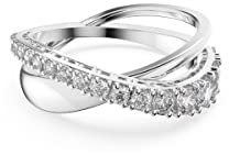 Swarovski Anello Twist, Taglio Round, Bianco, Placcato rodio
