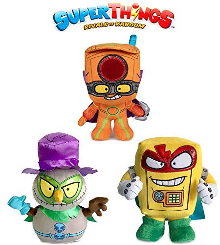Rivals of Kaboom Superzings Hardlock Plüsch, Oculus MAX, Dr. Frostikus. Original 27cm Plüschtier Supethings Secret Spies Pack 3 Charaktere