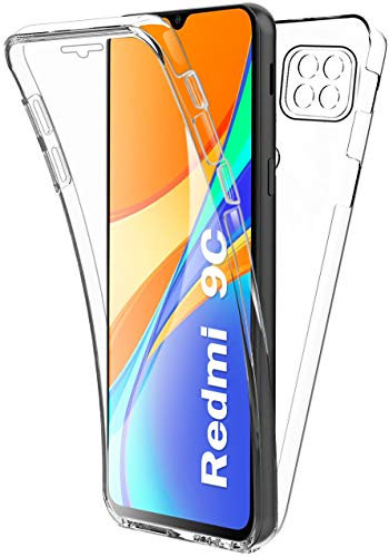 AURSTORE Coque pour Xiaomi Redmi 9C (6.53 Pouce) Protection intégrale Avant + Arrière en Rigide, Housse Etui Pochette Tactile Protection 360 degré (Transparent)