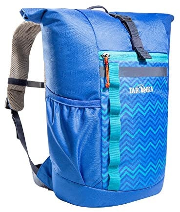 Tatonka Kinderrucksack Rolltop Pack JR 14L- Rucksack für Mädchen und Jungen im Grundschulalter - Inklusive Sitzkissen und Reflektoren für gute Sichtbarkeit - Aus recycelten Materialien (blue)