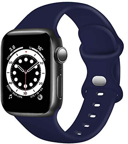 TopPerfekt - Cinturino in silicone compatibile con Apple Watch Strap 42 mm 44 mm, cinturino di ricambio in silicone per iWatch Series 6 5 4 3 2 1 SE (Blu notte, 42/44mm)