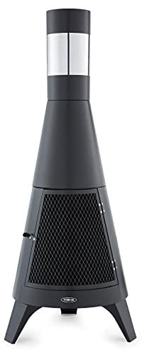 Tower T978508 Apollo Burner with Chimney and Built-In Wood Storage, Safety Locking Door, Heat Resistant Stainless Steel, Black