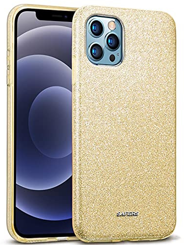Verco Schutzhülle für Apple iPhone 12 Pro Max Case, Glitzer Motiv Handyhülle für Apple iPhone 12 Pro Max Hülle Silikon TPU Cover [6.7 Zoll], Gold