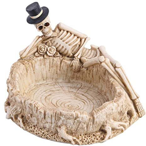Halloween Skull Ashtray Ornaments Gothic Man Ashtray Cigarette Stand Holder Key Storage Bowl for Home Outdoor Indoor Halloween Decoration