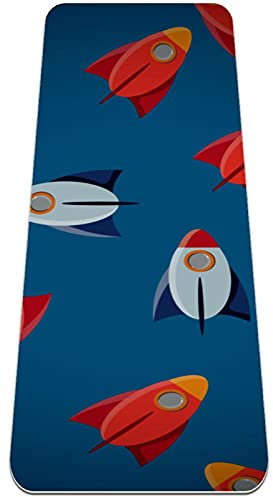 Space Rocket Blue Yoga-Matte, dicke Trainingsmatte, rutschfeste Griffigkeit, Pilates-Matten für Frauen, 182,9 x 61 cm