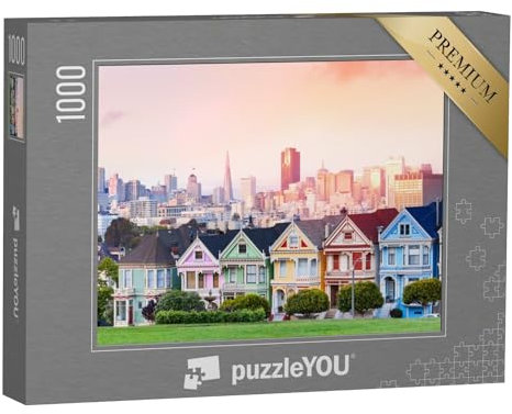 puzzleYOU: Puzzle 1000 Teile „Painted Ladies vor der abendlichen Skyline von San Francisco“ – aus der Puzzle-Kollektion Kalifornien, San Francisco