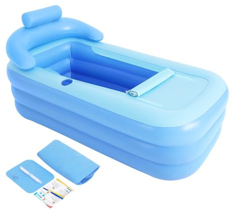 Tragbare Faltbare Badewanne für Erwachsene Aufblasbare Faltbar Aufblasbar PVC Badewanne 180CM Max für Warmwasserbad und Eisbad