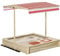 Outsunny Sandkasten Sandkiste Holz Bodenloses Design mit absenkbarem und schwenkbarem Dach Kurbeldach 2 Kunststoffeinsätzen für 3-8 Jahre Kinder Natur 118 x 118 x 118 cm
