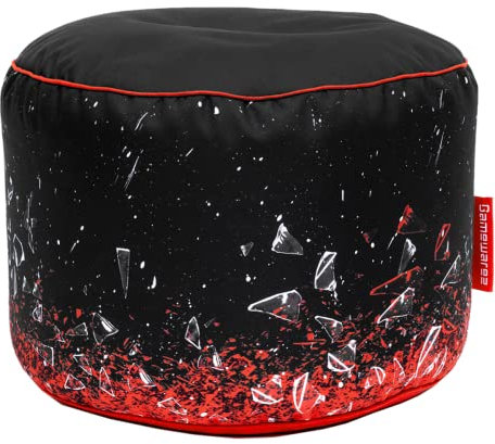 Gamewarez Crimson X-Ray Station Hocker – Gaming-Hocker, Sitzhocker, Fußhocker zum Zocken, mit Seitentasche, robust und reißfest, Made in Germany, rot