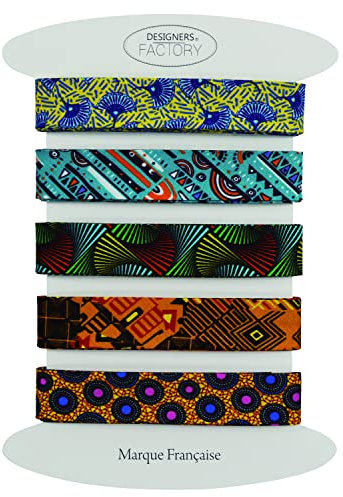 Set von 4 bedrucktes Baumwoll schrägband - Mehrere Farben erhältlich - Set von sehr guter Qualität - 2 Meter pro Farbe - 100% Baumwolle. (Set M)