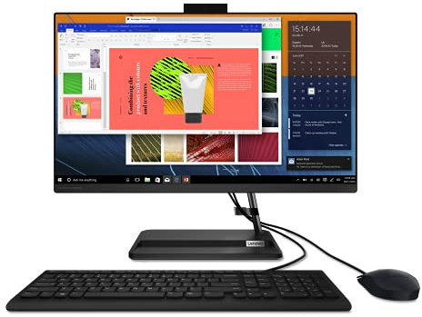Lenovo Ideacentre AIO 3 24ALC6 - Ordinateur de Bureau Tout-en-Un 23.8 FHD (AMD Ryzen 5 5500U, 8Go RAM, 512Go SSD, AMD Radeon Graphics, Windows 11 Home) Clavier AZERTY (Français) et Souris USB - Noir