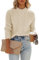 Ancapelion Women’s Long Sleeve Jumpers Crew Neck Sweater Cable Knitted Cream Jumper Pullover Tops for Ladies M