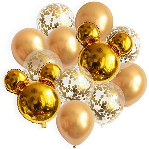 Luftballon Set Micky Mouse Helium Party Geburtstag Maus Deko Konfetti Folien, Muster:Gold/Gold
