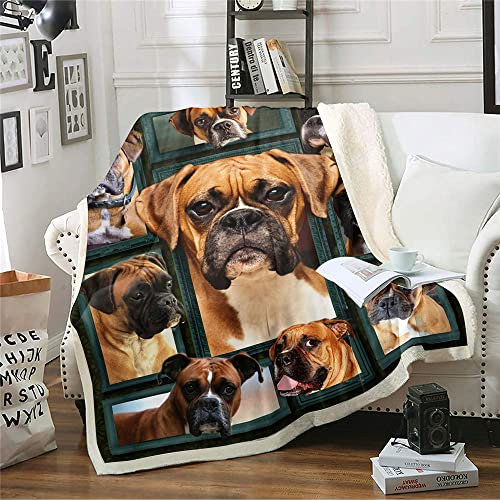 Treer Kuscheldecke Flanell Decke Überwurf - 3D Hund Druck Wohndecke Weiche Mikrofaser Fleecedecke als Sofadecke, Couchdecke, Sofaüberwurf, Bettüberwurf, Tagesdecke (Boxer-Hund,150X200cm)