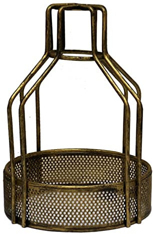 Retro Metal Light lamp Shade, 19cm Wire Frame Open Bird Cage Style Rustic State Body, Industrial Vintage Bulb Guard, DIY Clamp On Steel Lamp Cage for Wall Lamp Hanging Pendant (Brushed Brass)