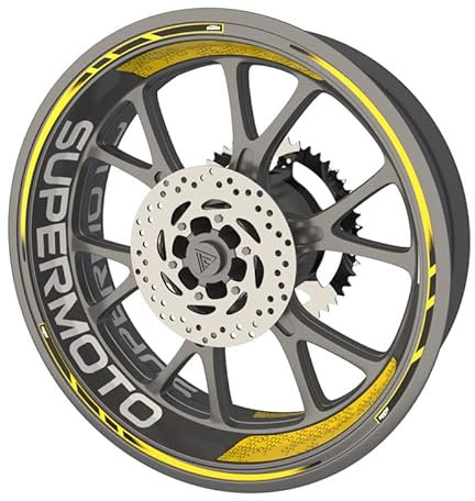 KTM SuperMoto EXC Premium Qualität Felgenrandaufkleber Felgenrandaufkleber Felgenband Sticker Sticker Set (2 Felgen) (dunkelgelb)