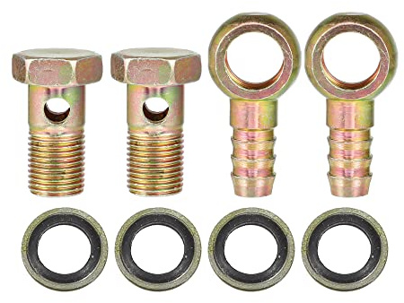 QUARKZMAN 2 Stück Banjo Bolzen Fittings M16x1.5 14mm Für Bremssystem | Bronzeton, Metall, Einfach zu installieren, Langlebig, Lieferumfang: 2 Schrauben, 4 Unterlegscheiben, Adapter