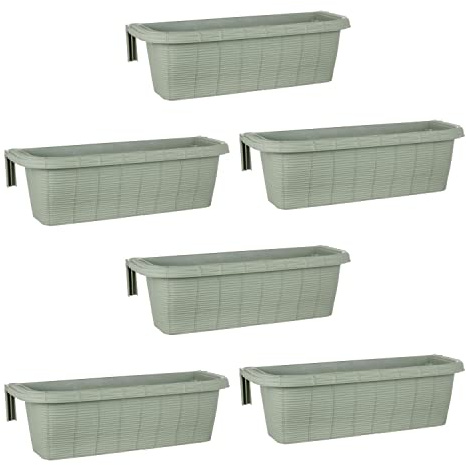 FRANKYSTAR Rondine 60 - set di 6 balconiere intrecciate da 60cm con agganci regolabili e riserva d'acqua (Salvia)