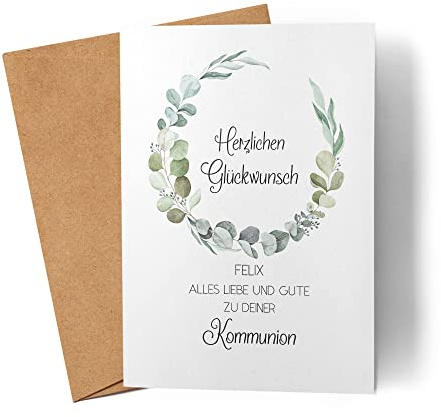 Kiddle-Design Karte Kommunion Junge Mädchen Kommunionskarte Personalisiert Geldgeschenk GlückwunschkarteSprüche Gratulation zur Erstkommunion