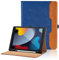 Funda para iPad 10,2 Pulgadas (2021/2020/2019 Modelo, 9.ª/8.ª/ 7.ª Generació PU Leather Ángulos Ajustables Tablet Case con Supporto Funzione, Pencil Holder, Auto Reposo/Activación - Azul