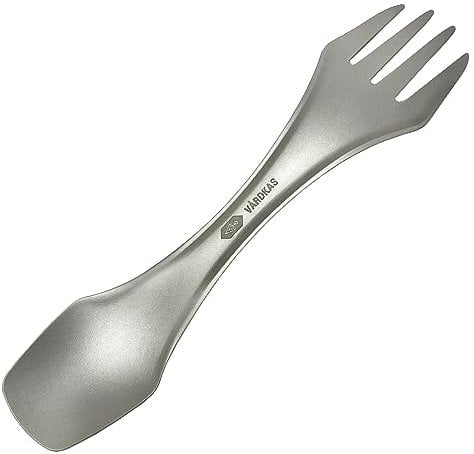 VÅRDKAS Titanium Spork Knife Fork Spoon Set Camping Cookware Lightweight Travel Cutlery - KFS Outdoor Backpacking Survival Pocket EDC Hiking Essentials - Bushcraft Portable Reusable Gear Equipment