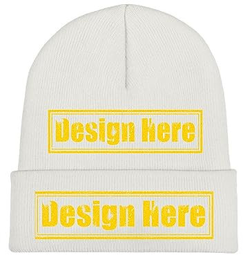 Winter Beanie Mützen selber gestalten mit Fototext für Herren Damen schwarz, weiß, One size