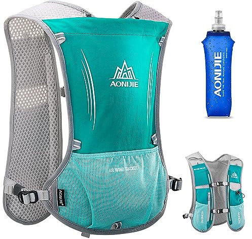 HINATAA Leichter Trinkrucksack zum Laufen, 5 l, 190 g, Laufweste für Damen und Herren, zum Radfahren, Laufen, Klettern, Wandern (Grün+500ML Kettle)