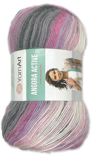 Frida's Wollhaus YarnArt 100 g Angora Active Stricken Garn Wolle Mohair Farbverlauf 14 Farben (848)
