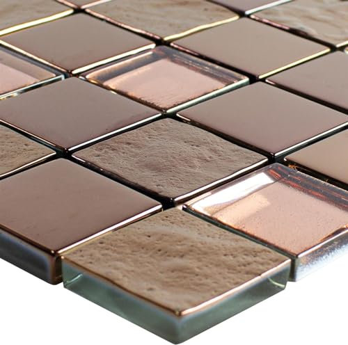 Glas Mosaik Fliesen Steine Midland Kupfer Wandverkleidung Küchenspiegel Bad WC