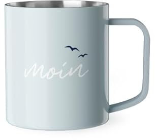 Rungassi Thermobecher Thermotasse Isolierbecher Edelstahl Thema Glück (Hellgrau - Moin)