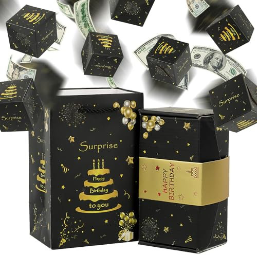 BOFUNX Explodierende Geschenkbox Geburtstag Geldgeschenke Überraschungsbox Pop Up Surprise Box für Geburtstag Happy Birthday