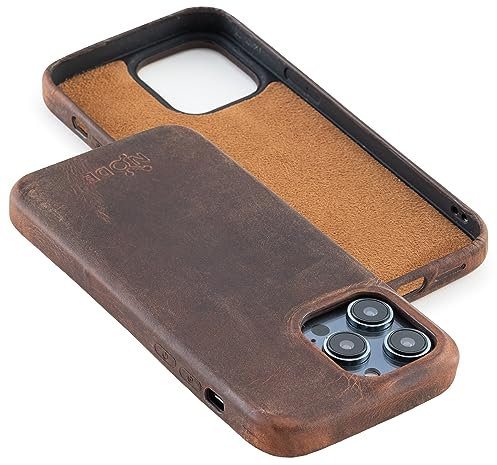 Node Leather Case for iPhone 15 Promax - Genuine Leather Case for iPhone 15 Promax | Premium Leather Case for iPhone 15 Promax - Raised Edges - Brown
