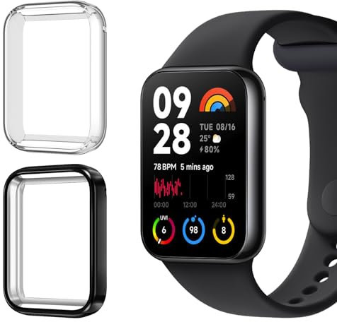 ToVioc Cover Compatibile con Xiaomi Smart Band 8 Pro Custodia Full Protezione, [2 Pezzi] [Anti-Graffio] Shell con Pellicola Protettiva per Xiaomi Redmi Watch 4 - Nero & Trasparente