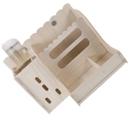 Milisten Multifunctional Wooden Grass Rack Food Bowl Wear-resistant Holder for Bunny Feeder Convenient Cage Rabbit Feeder Water Bottle for Daily Use