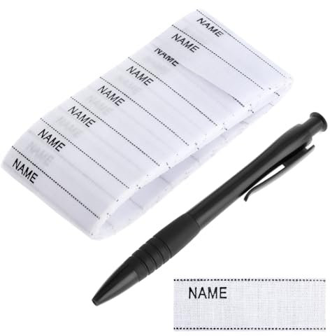 Molain 200 Stück Wäscheetiketten Namensschilder zum Aufbügeln, Namensschilder mit Stift, Etiketten für Kleidung Namensaufklebe für Kleidung Schuluniform Handtuch Handschuhe Schal