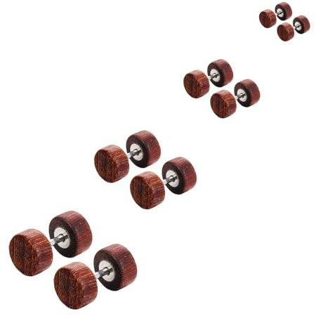 Hinvan 4 Paare Edelstahl Männer Ohrstecker Holz Ohrringe für Herren Damen, Ohrringe Herren Holz, Ohrstecker Damen Stecker