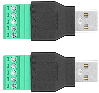 Acouto Connecteurs USB 2 Pièces Prise Mâle USB à 5 Broches Adaptateur de Borne à Vis Connecteur ABS Prise USB Lötbar